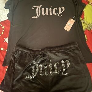 Juicy Couture Black Lounge Set with Rhinestone Logo